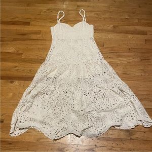 Farm Rio Ivory/White Eyelet Midi dress. Size Medium. Brand new without tags.